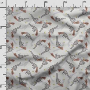 Soimoi Light Gray Cotton Cambric Fabric Dot & Pistol Gun Weapon Fabric Prints by Yard 42 Inch Wide