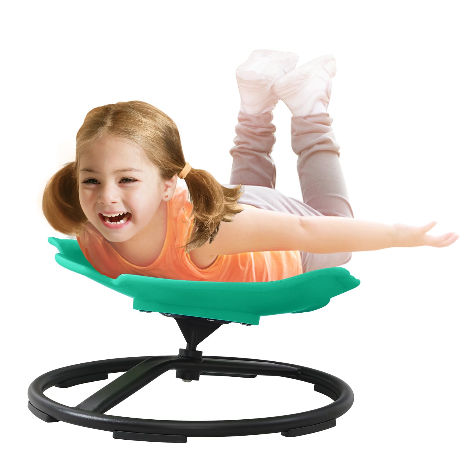 HAPPYMATY Sit and Spin Spinning Activity Toy for Toddlers with Arm Rest and Swivel, Wobble Chair - Sensory Spinning Seat for Kids, Training Body Coordination, Green