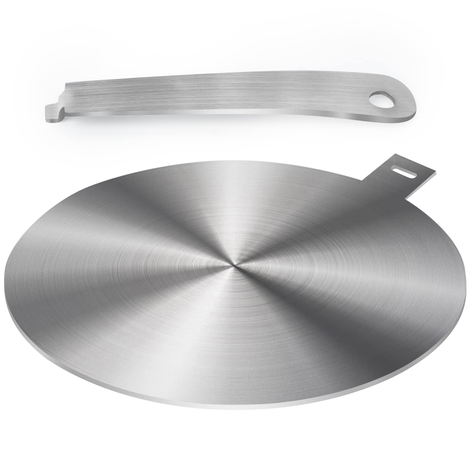 9.45 Inches Induction Plate Adapter for Glass Cooktop, Stainless Steel Heat Diffuser for Electric Gas Glass Stove with Detachable Handle