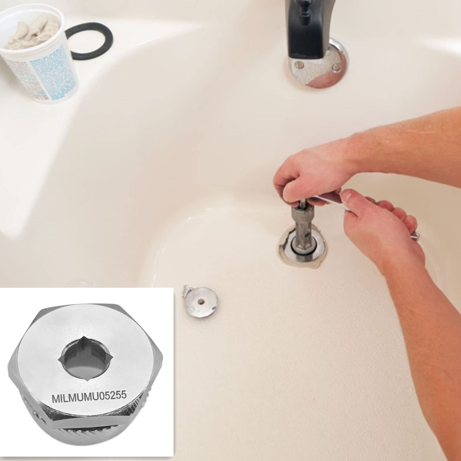 MILMUMU Compatible with Tub Drain Extractor-Removes One and a Half Inch Old or Stubborn Tub Drains （ 05255 1.5" ）