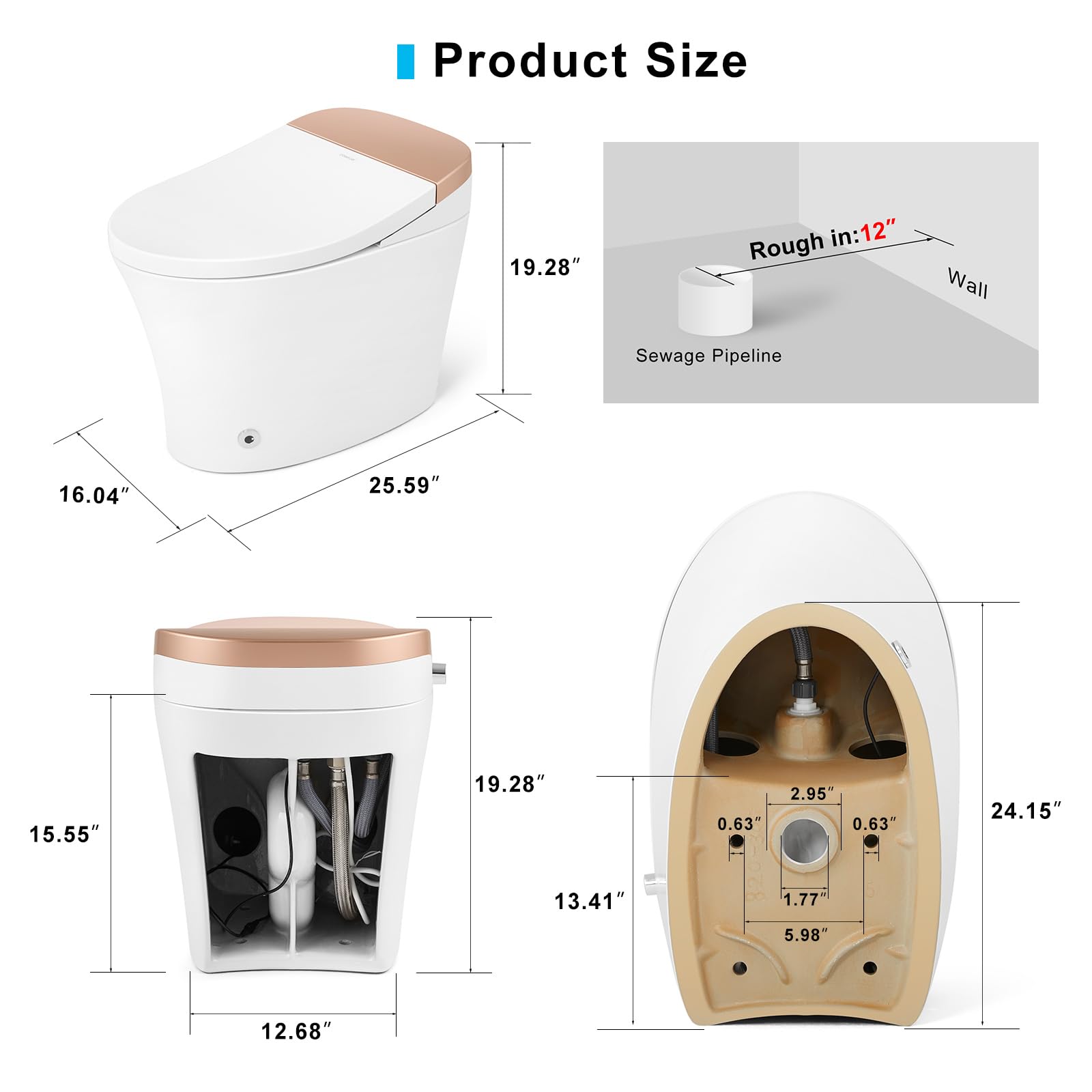 Cosvalve Smart Toilet, Bidet Toilet, Foot Sensor Flushing, Remote Control, Auto Flushing, One Piece Toilet, Remote Control, Heated Seat