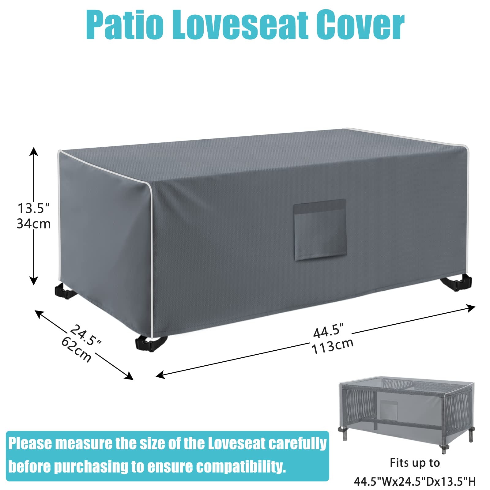 SIRUITON Patio Furniture Covers 4 Piece Set, Outdoor Furniture Cover Waterproof, Patio Furniture Set Covers, Heavy Duty Durable and Water Resistant Fabric, Fit for Chairs, Couch, Coffee Table, Grey