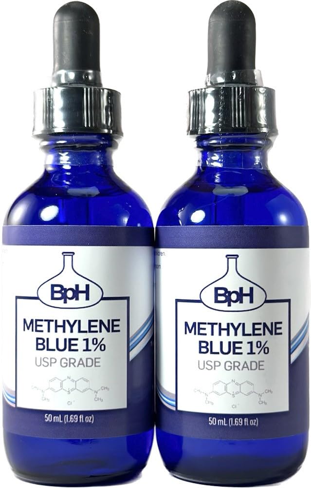 Methylene Blue, 1% USP (Pharmaceutical) Grade: 2×50 mL Twin Pack Glass: 3rd Party Tested