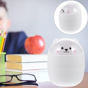 SENTOP Cute Desktop Trash Can, Kawaii Mini Trash Bin with Shake Lid, Garbage Storage Bucket for Desk Car Office Kitchen (White)