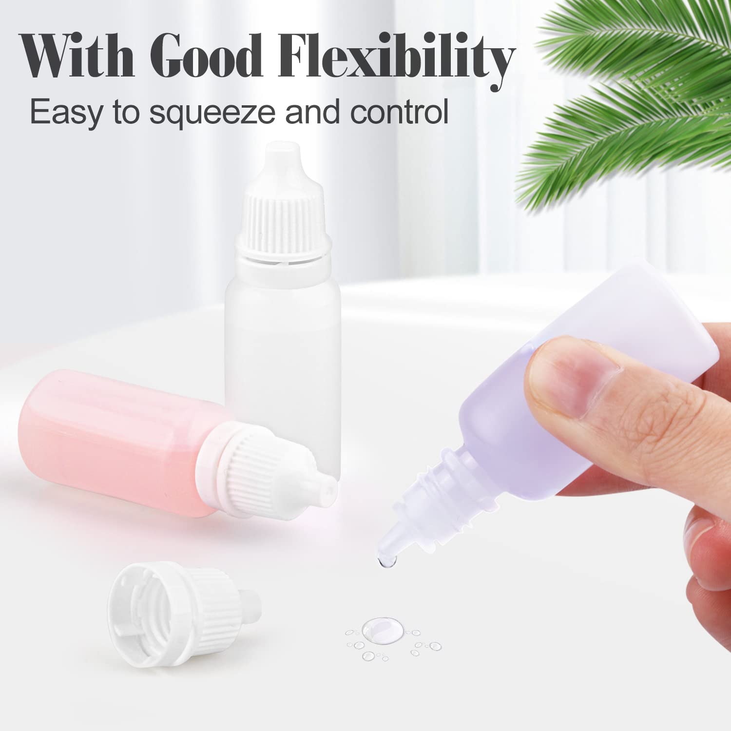 50 Pack 15ml Plastic Dropper Bottle Empty Eye Dropper Bottles Squeezable Liquid Dropper Container with Screw Cap for Eye Drops Ear Drops Oils Saline