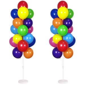 balloon column kit set of 2 with balloons included - balloon stand with base, and pole,balloon tower backdrop decoration for wedding, baby shower, birthday party, or bachelorette parties (rainbow)