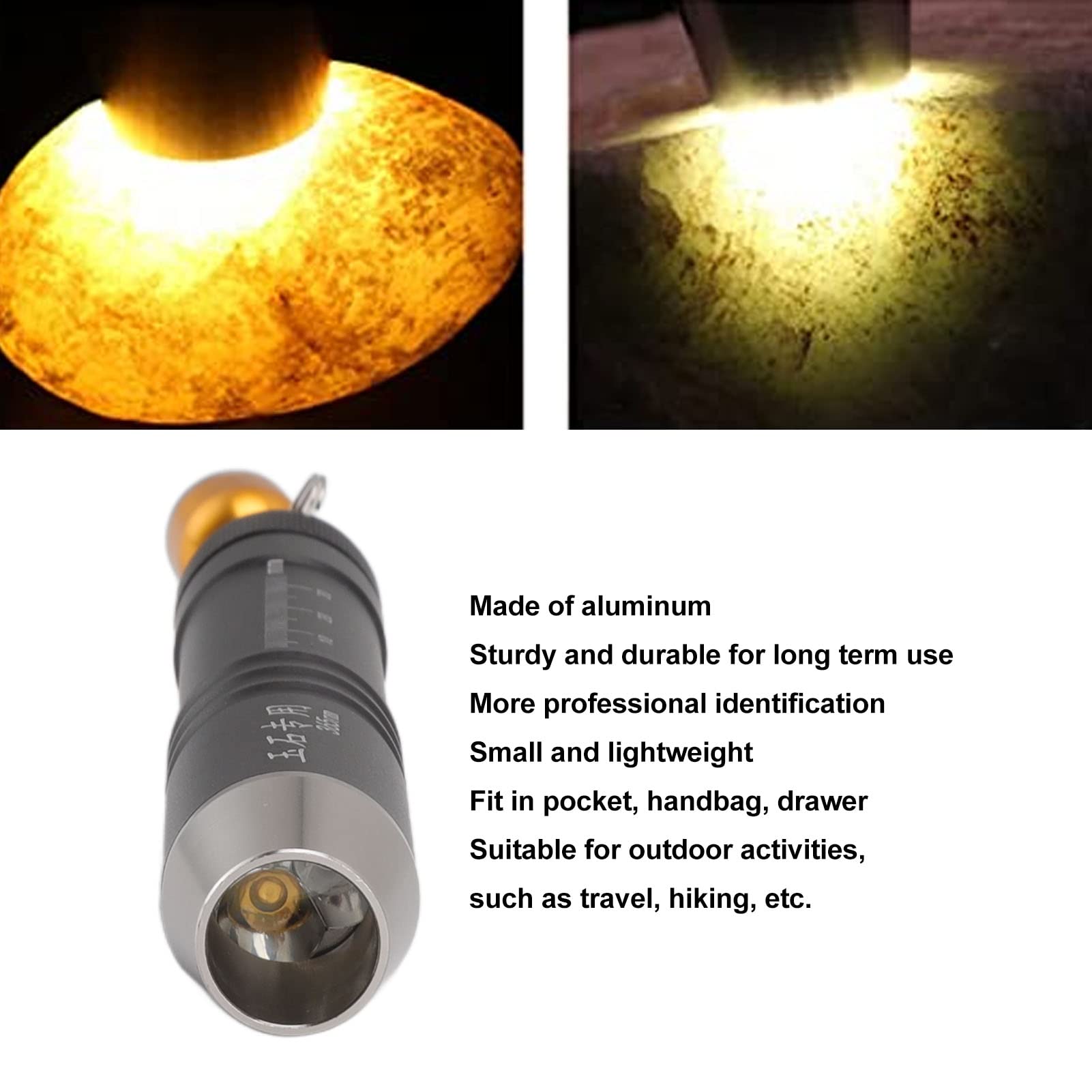 Identification Flashlight Small Diameter Triple Light Source Prevent Counterfeit Jade Appraisal Light for Jewelry,Multi Function Lighting Flashlight for Camping Hiking Emergency