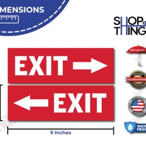 SHOP A THING – Exit Sign Sticker - Vinyl Red Exit Sign Decal for Hotels, Restaurants, Petrol Pump, and Emergency Way – Waterproof Sticker for Indoor and Outdoor Use – Decal Pack of 2 - SAT -17