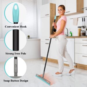 Multifunction Magic Broom, Silicone Floor Squeegee Broom with 59" Long Handle, Air Broom for Floor Bathroom Kitchen Shower Tile Pet Hair Fur Marble Glass Water Window Foam Cleaning, Blue