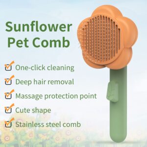 Ptlom Pet Grooming Brush Cat Deshedding Brush, Self-Cleaning Slicker Cat Brushes for Long and Short Hairied Cats Dogs, Kittens Shedding Comb Pets Supplies Massage Tool for Hair Removal