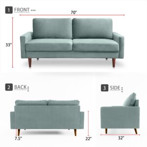 SILKIR 3-Person Couch for Living Room | Perfect for: Apartment/Studio/Office & Small Space | Velvet Fabric | Fast and Easy Assembly Modern Contemporary Mid-Century, 70 Inch Sofa, Aqua Turquoise