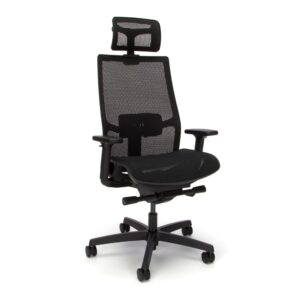 hon ignition 2.0 ergonomic office chair with headrest - high back mesh office chair, adjustable lumbar support, armrests, synchro-tilt recline - home office desk chair comfortable for long hours