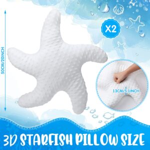 Fumete Starfish Pillow Beach Starfish Shaped Throw Pillows 20'' Starfish Stuffed Animal Cute Plush Coastal Decor Ocean Star Pillow Plush Cushion for Kid Bedroom Living Room Sofa Couch (White, 2 Pcs)