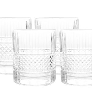 LEMONSODA Premium Double Rocks Vintage Whiskey Tumblers - Uniquely Designed Vintage Style Glass - Gifts for Whiskey Lovers/Men/Dads/Husbands (Set of 4)