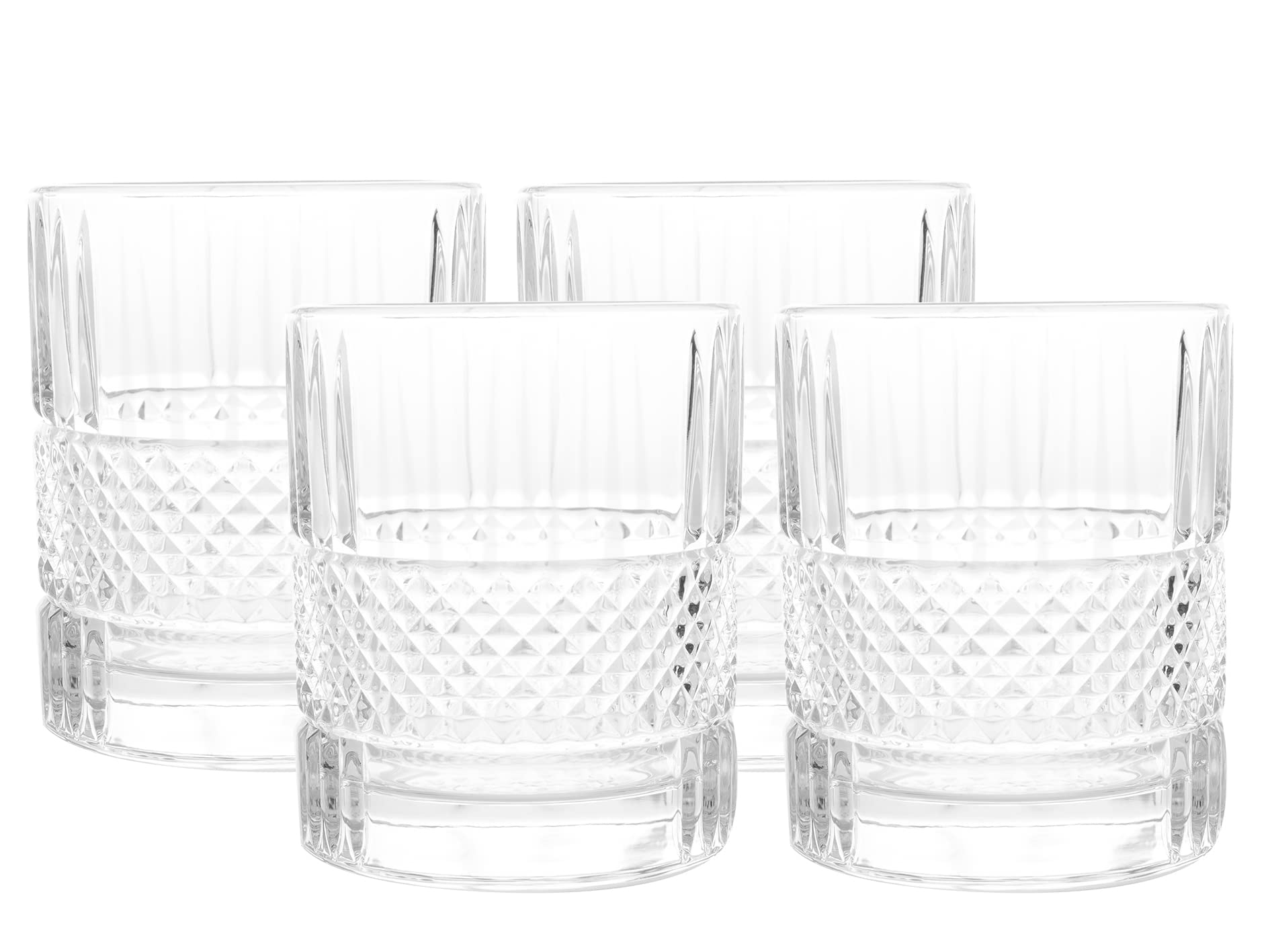 LEMONSODA Premium Double Rocks Vintage Whiskey Tumblers - Uniquely Designed Vintage Style Glass - Gifts for Whiskey Lovers/Men/Dads/Husbands (Set of 4)