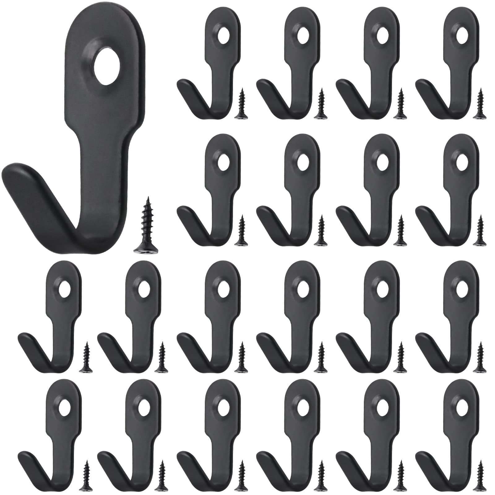 YANGZHI 40Pcs Stainless Steel Mini Hook Professional Picture Hanging Hardware Heavy Duty Coat Hooks Wall Mounted Utility Hooks Toilet Pendant Hook (Black)