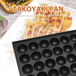 Anxingo Takoyaki Pan - 28 Hole Takoyaki Maker Baking Pan 1.5" Half Sphere Takoyaki Maker for Baking Cooking,Aluminium