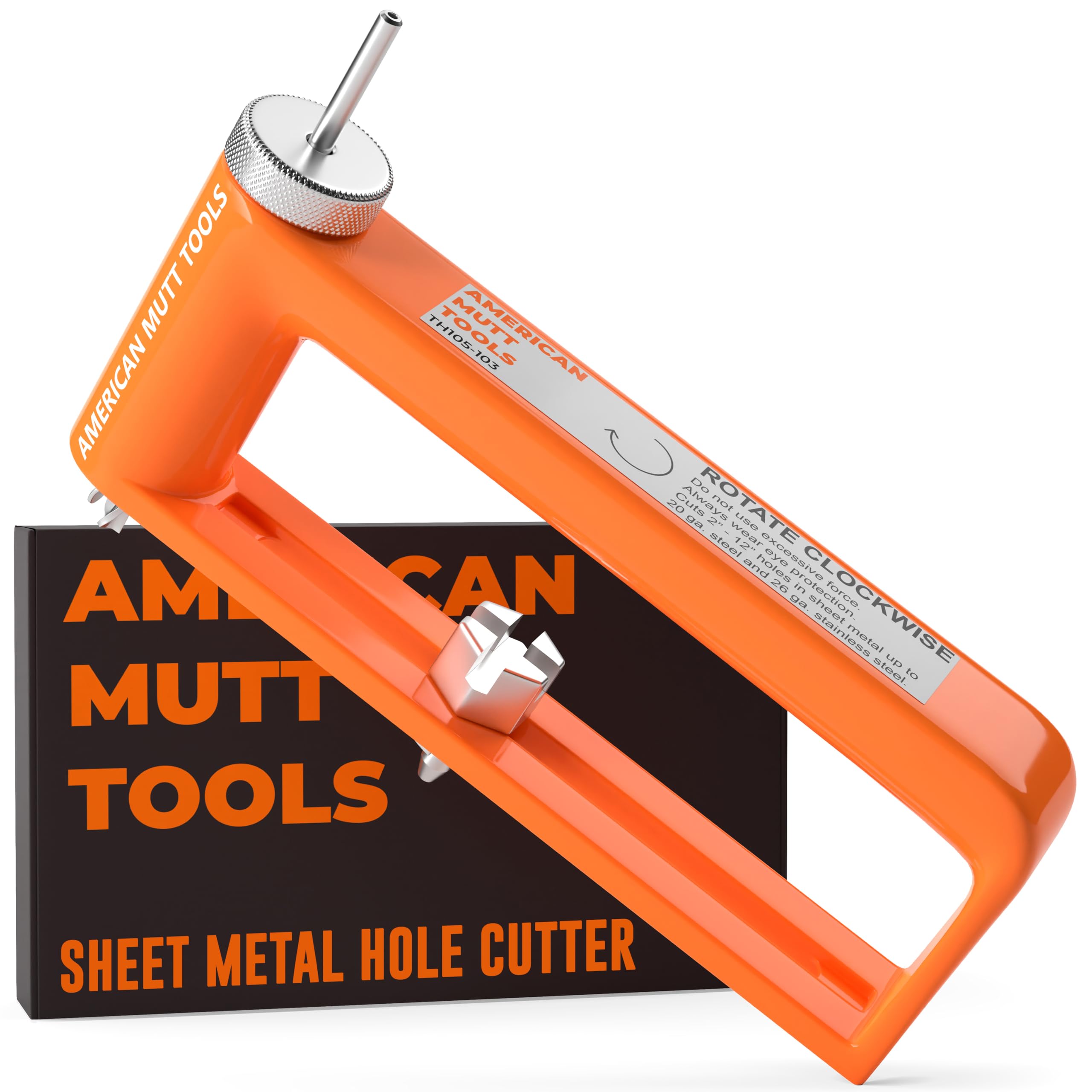 AMERICAN MUTT TOOLS Adjustable Sheet Metal Hole Cutter – Cut 2 – 12" Circle Holes in 24ga Steel and 26ga Stainless Steel | Adjustable Hole Cutter for Metal, Duct Hole Cutter, HVAC Ductwork Hole Cutter