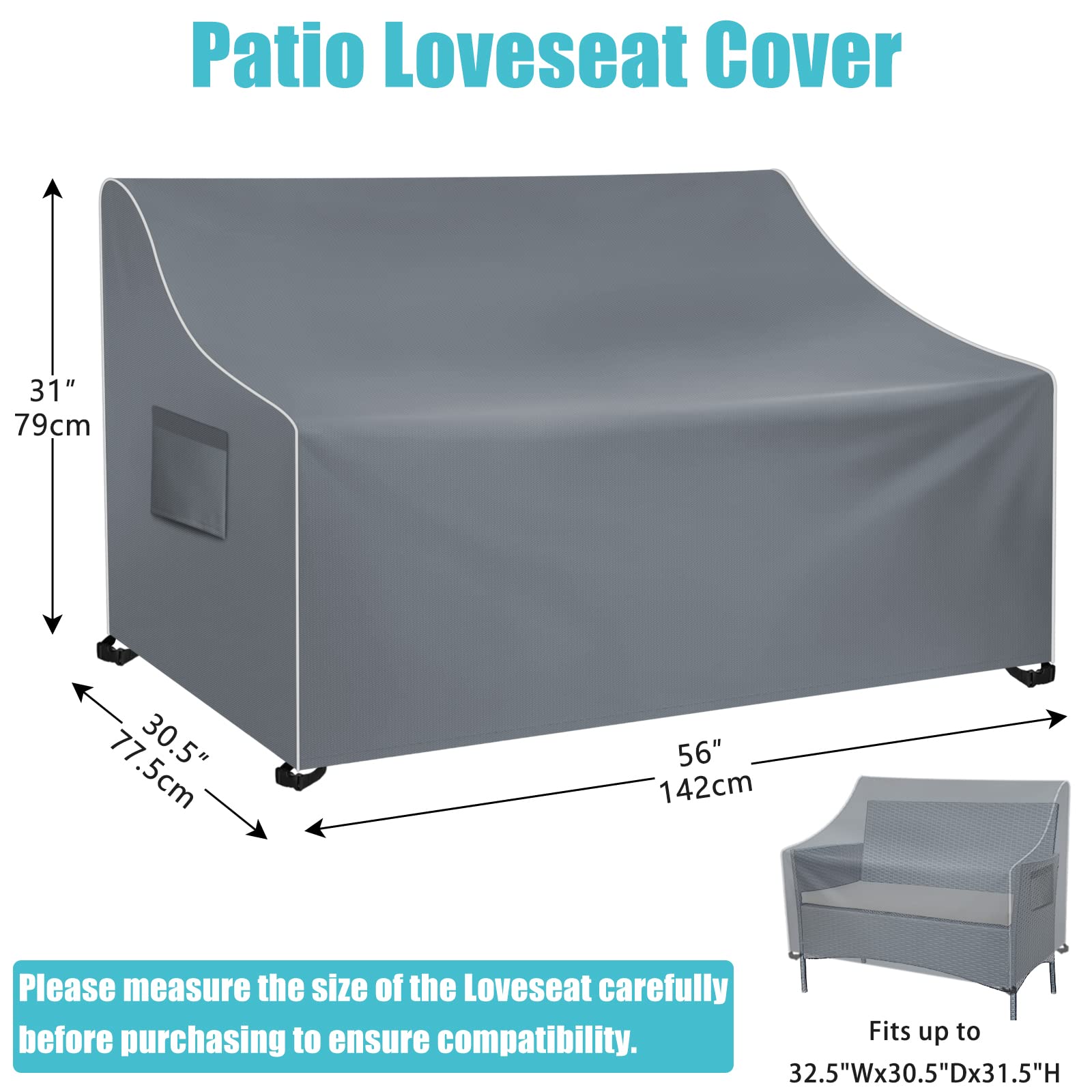 SIRUITON Patio Furniture Covers 4 Piece Set, Outdoor Furniture Cover Waterproof, Patio Furniture Set Covers, Heavy Duty Durable and Water Resistant Fabric, Fit for Chairs, Couch, Coffee Table, Grey