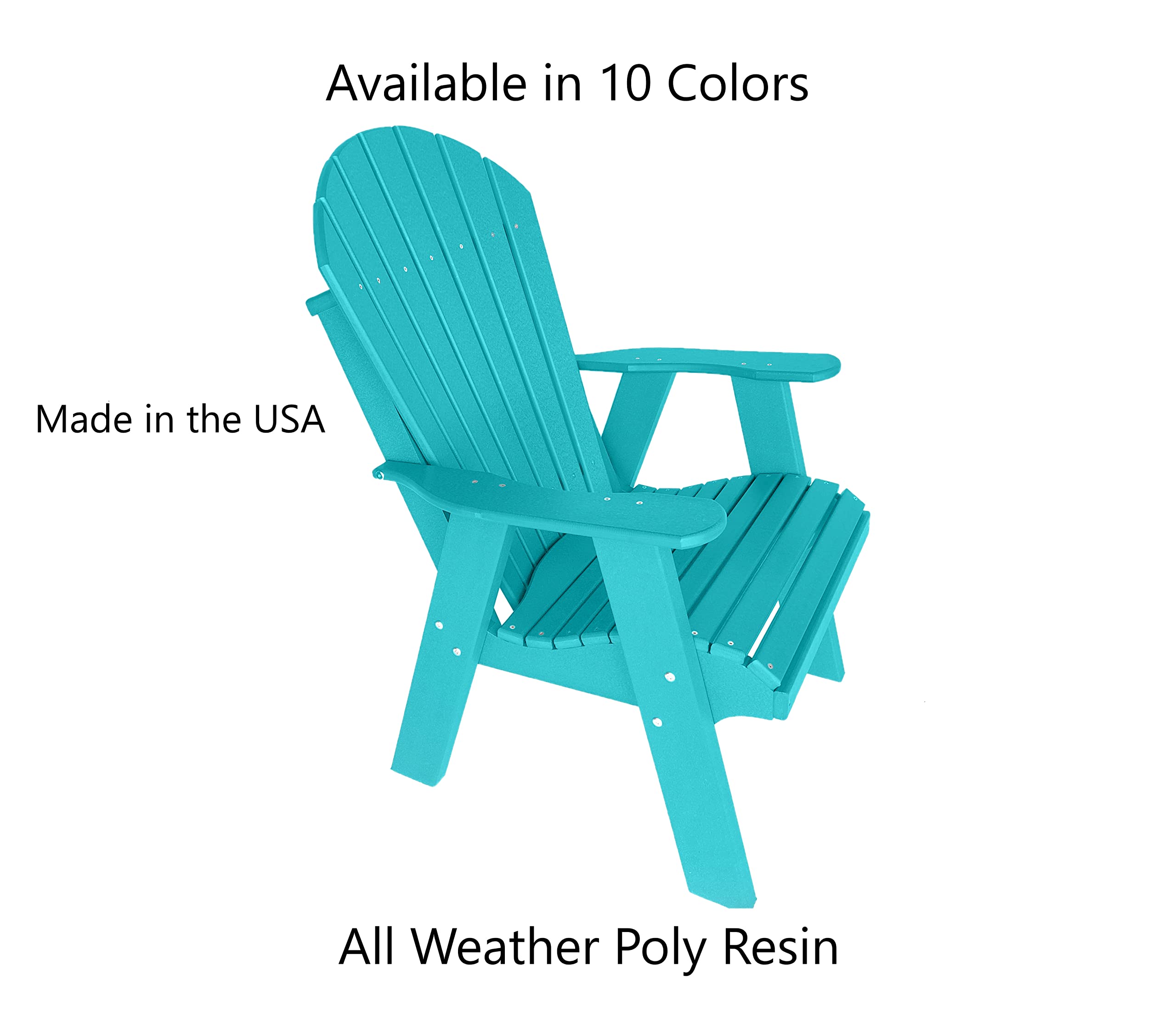 Phat Tommy Upright Adirondack Chair - HDPE Outdoor Furniture - Poly Outdoor Furniture for Fire Pit Seating - Composite, All Weather Patio Chair, Teal