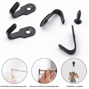 YANGZHI 40Pcs Stainless Steel Mini Hook Professional Picture Hanging Hardware Heavy Duty Coat Hooks Wall Mounted Utility Hooks Toilet Pendant Hook (Black)