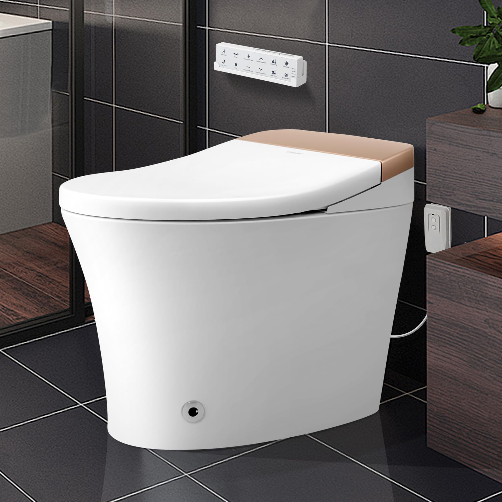 Cosvalve Smart Toilet, Bidet Toilet, Foot Sensor Flushing, Remote Control, Auto Flushing, One Piece Toilet, Remote Control, Heated Seat