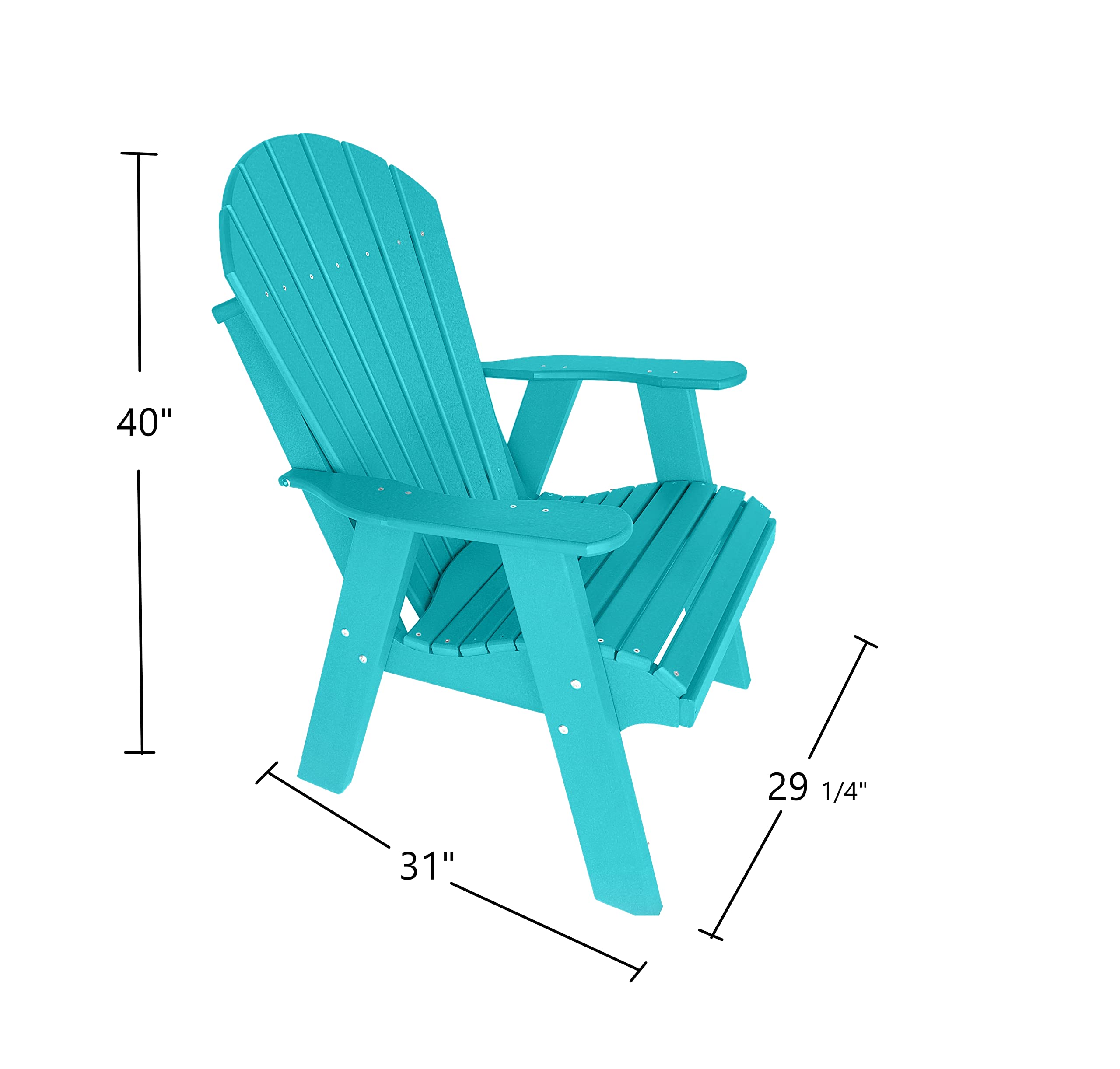 Phat Tommy Upright Adirondack Chair - HDPE Outdoor Furniture - Poly Outdoor Furniture for Fire Pit Seating - Composite, All Weather Patio Chair, Teal