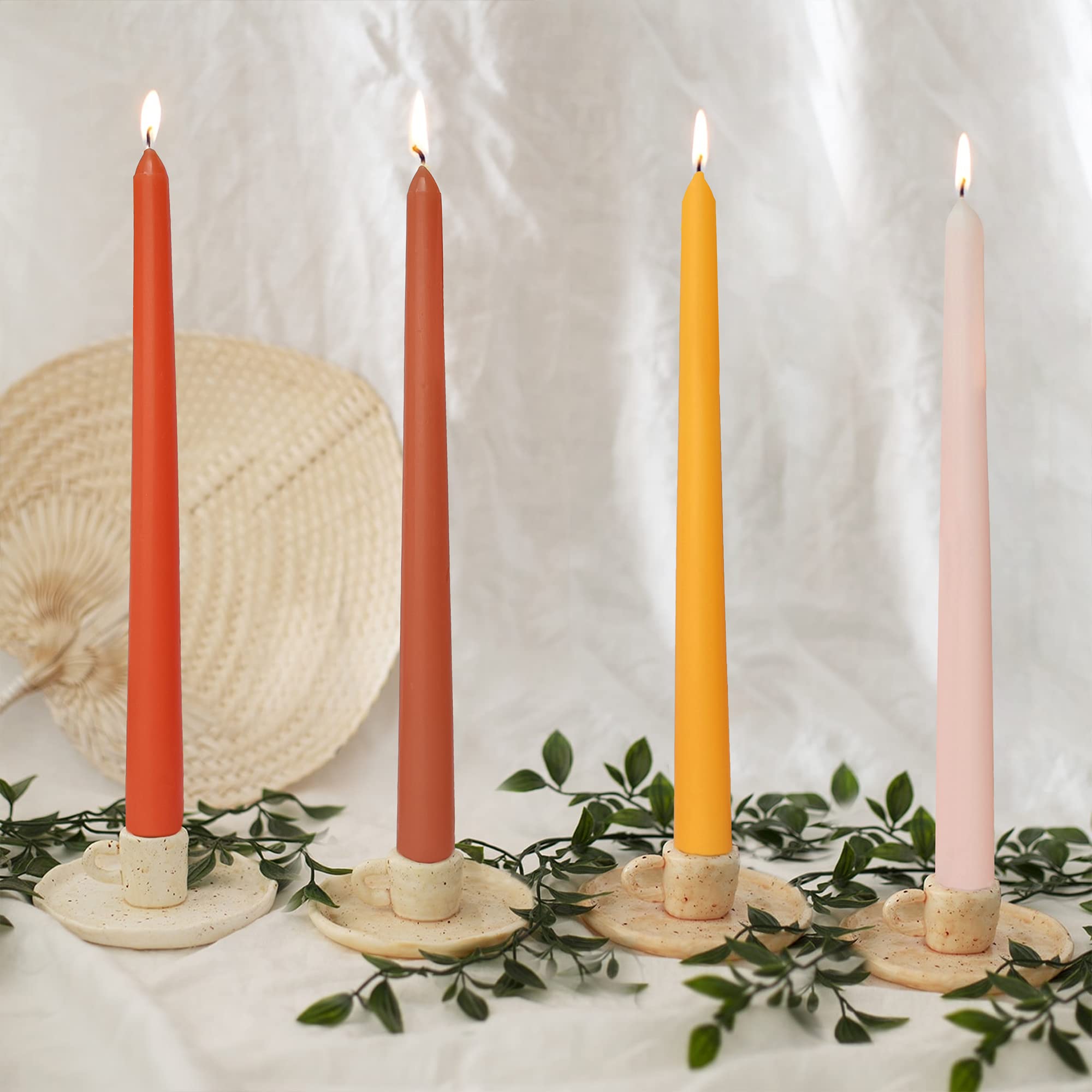 Orange Taper Candles 9.5inches Candle Sticks Long Candle Set of 4 - Smokeless Orange Scented Tapered Candle for Wedding Party Christmas Home Decoration