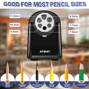 AFMAT Heavy Duty Electric Pencil Sharpener for Classroom, 6 Holes, Electric Pencil Sharpeners for Home, Pencil Sharpener Plug in for 6-11mm Pencils, Auto Stop, Super Fast, Save Pencils, Black