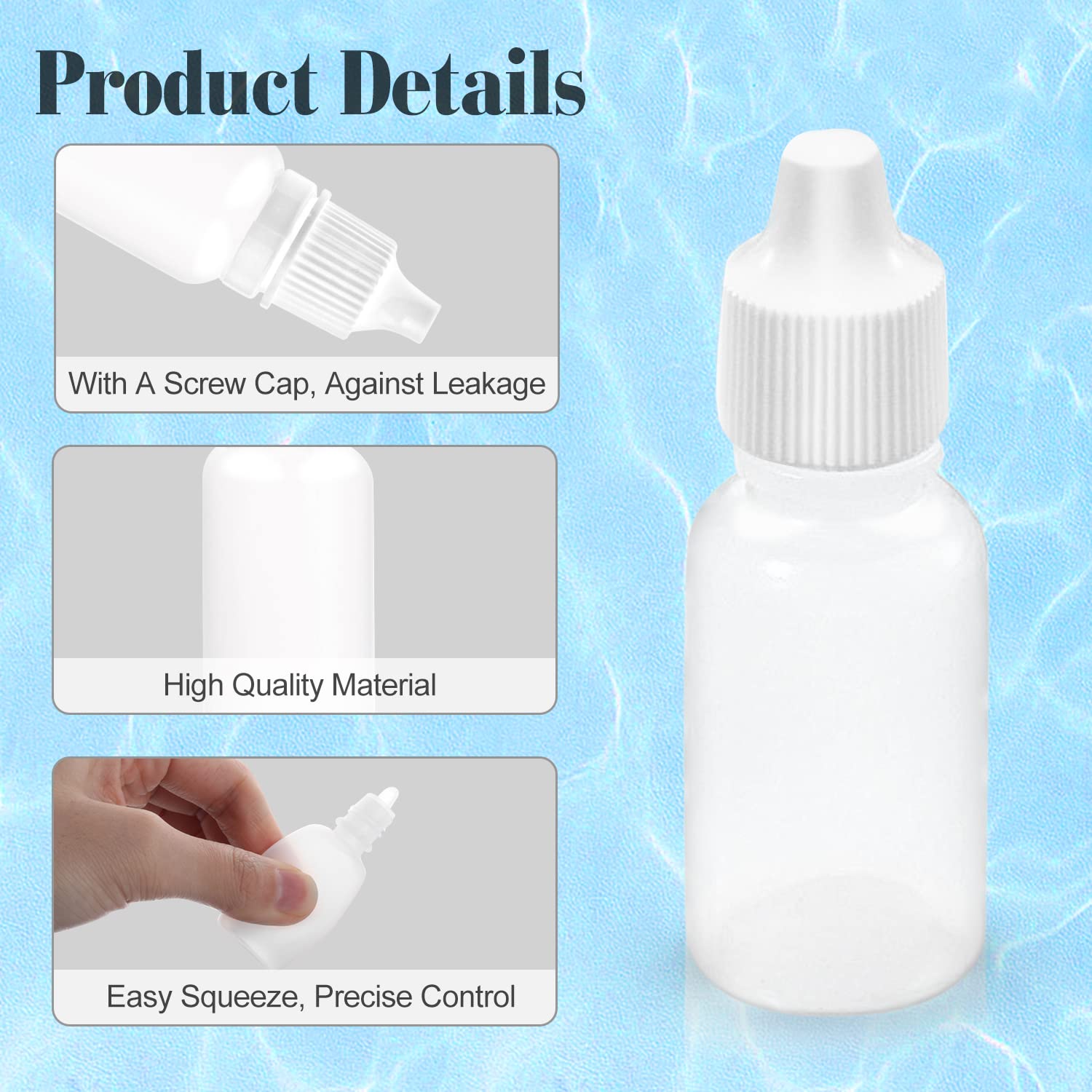 50 Pack 15ml Plastic Dropper Bottle Empty Eye Dropper Bottles Squeezable Liquid Dropper Container with Screw Cap for Eye Drops Ear Drops Oils Saline