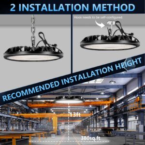 300W 30000LM UFO LED High Bay Light,4 Pack 3000K 4000K 6000K High Bay Shop Light, Commercial Bay Lighting with Hanging Chain &Plug, for Shop,Barn,Garage,Warehouse,Basement, Wet Location