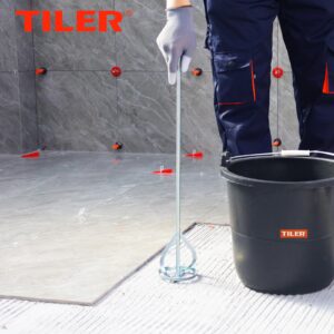 TILER Set of 2 Paint and Mud Mixer for Drill in 5 Gallon Bucket -Paint Stirrer Drill Attachment Fits all standard drills- Zinc plated steel - Hex head for non slip -Easy Cleaning Drill Paddle 8201