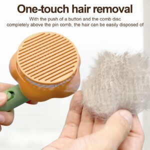 Ptlom Pet Grooming Brush Cat Deshedding Brush, Self-Cleaning Slicker Cat Brushes for Long and Short Hairied Cats Dogs, Kittens Shedding Comb Pets Supplies Massage Tool for Hair Removal