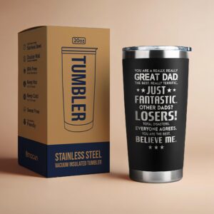 Gifts for Dad from Daughter, Son - Dad Gifts - Birthday Gifts for Dad, Dad Birthday Gift - Christmas Gifts for Dad, Dad Christmas Gifts - Father Gifts, New Dad Gifts for Men - 20 Oz Black Tumbler