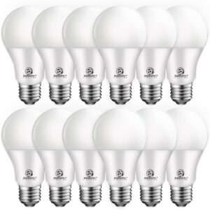 e energetic lighting dimmable led light bulbs, 60w equivalent 5000k daylight, 8.5w 800 lumens, e26 led bulb 60 watt dimmable, ul/etl listed, 12 packs