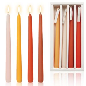 orange taper candles 9.5inches candle sticks long candle set of 4 - smokeless orange scented tapered candle for wedding party christmas home decoration