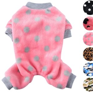 Dog Pajamas for Small Dogs Girl Boy Winter Onesies Pjs Cold Weather Puppy 4 Legged Sweater Clothes for Chihuahua Yorkie Teacup Jumpsuit Cute Pet Outfits Apparel Coats (Small, Polka Dot)