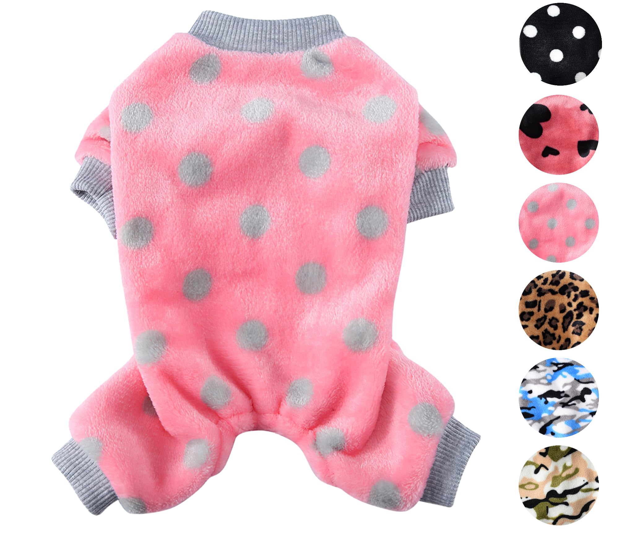 Dog Pajamas for Small Dogs Girl Boy Winter Onesies Pjs Cold Weather Puppy 4 Legged Sweater Clothes for Chihuahua Yorkie Teacup Jumpsuit Cute Pet Outfits Apparel Coats (Small, Polka Dot)