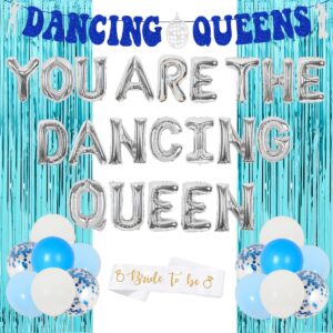 you are the dancing queen decoration dancing queen bachelorette party decorations disco party decors with dancing queen banner blue rain curtain for bridal shower disco bachelorette party