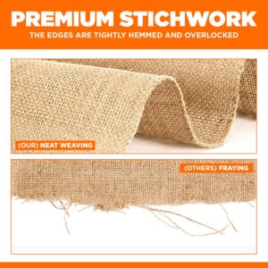 JAKSUZ Burlap Table Runners- {12inx10yards}- Burlap Cloth Roll Used for Dining Runners, Crafts, Dresser Cover & Sackcloth - Natural Jute Runner Suitable for Event Decor, Thanksgiving Table & Weddings