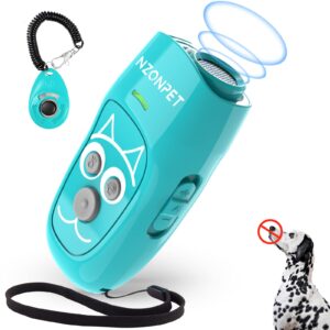 nzonpet anti barking device, ultrasonic 3 in 1 dog barking deterrent devices, 3 frequency dog training and bark control 16.4ft range rechargeable with led light and wrist strap - marrs green