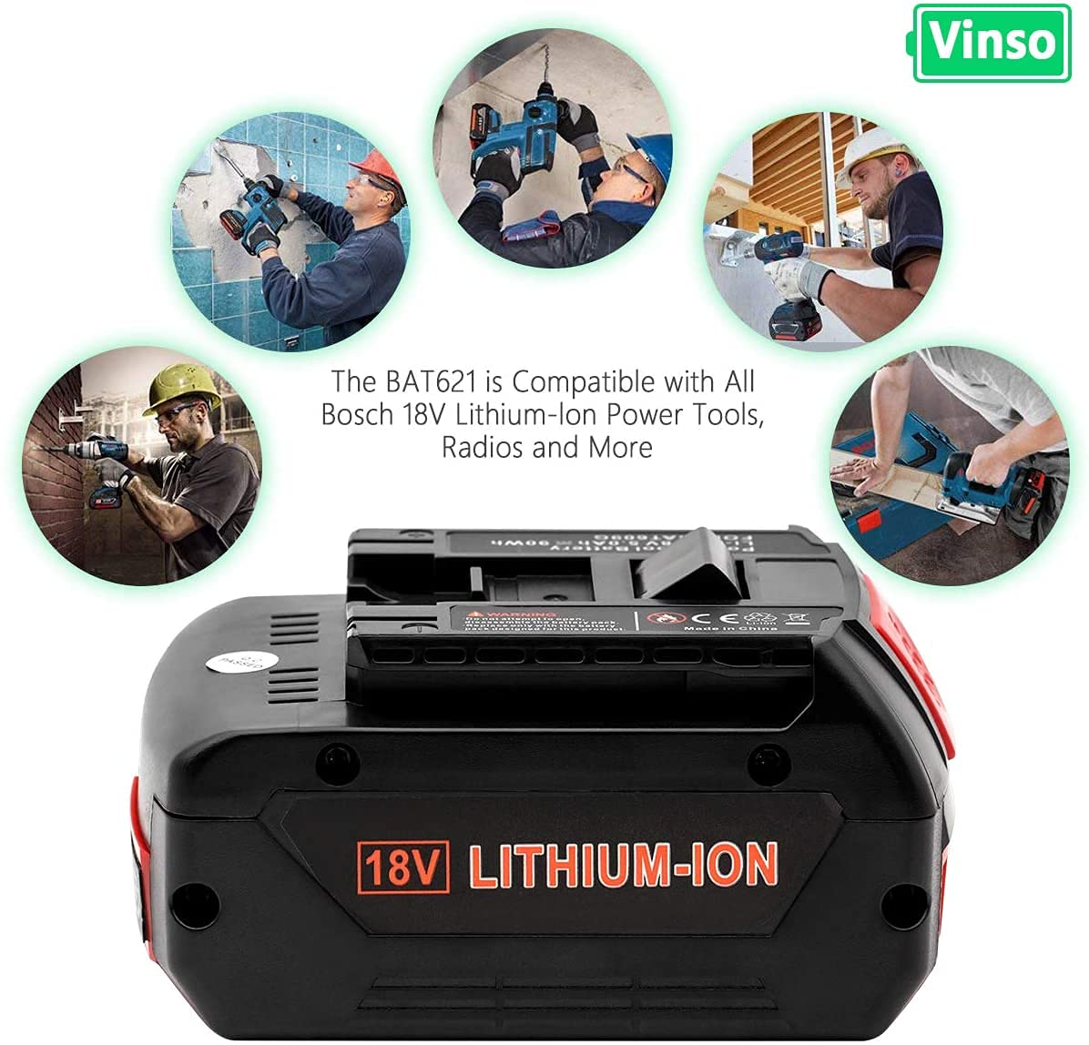 sypousy Bosch 18V Battery, BAT609 Battery,18V Bosch Replacement Battery,5000mAh Lithium Battery for BAT610G BAT618G BAT619 BAT621 BAT620 Cordless Power Tool Battery (1)