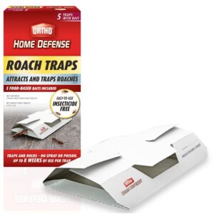 ortho home defense roach trap with bait tablets, cockroach killer, baited glue traps, roach traps, high catch rate, roach killer indoor infestation for homes & more, 15 traps (3 pack)…