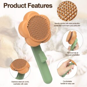 Ptlom Pet Grooming Brush Cat Deshedding Brush, Self-Cleaning Slicker Cat Brushes for Long and Short Hairied Cats Dogs, Kittens Shedding Comb Pets Supplies Massage Tool for Hair Removal