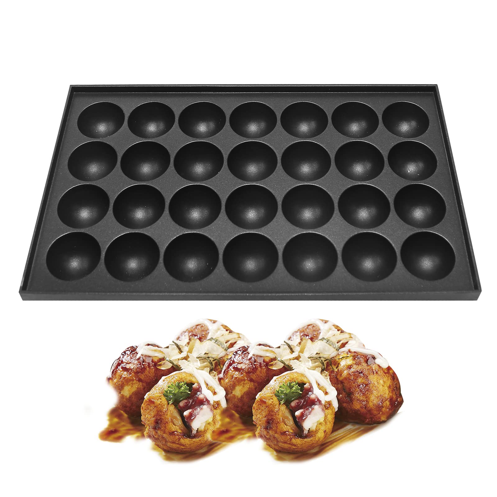 Anxingo Takoyaki Pan - 28 Hole Takoyaki Maker Baking Pan 1.5" Half Sphere Takoyaki Maker for Baking Cooking,Aluminium