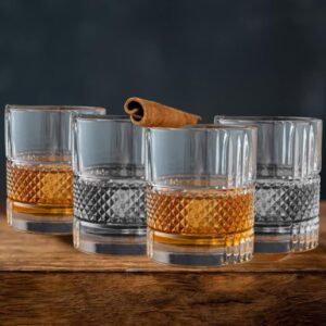 lemonsoda premium double rocks vintage whiskey tumblers - uniquely designed vintage style glass - gifts for whiskey lovers/men/dads/husbands (set of 4)