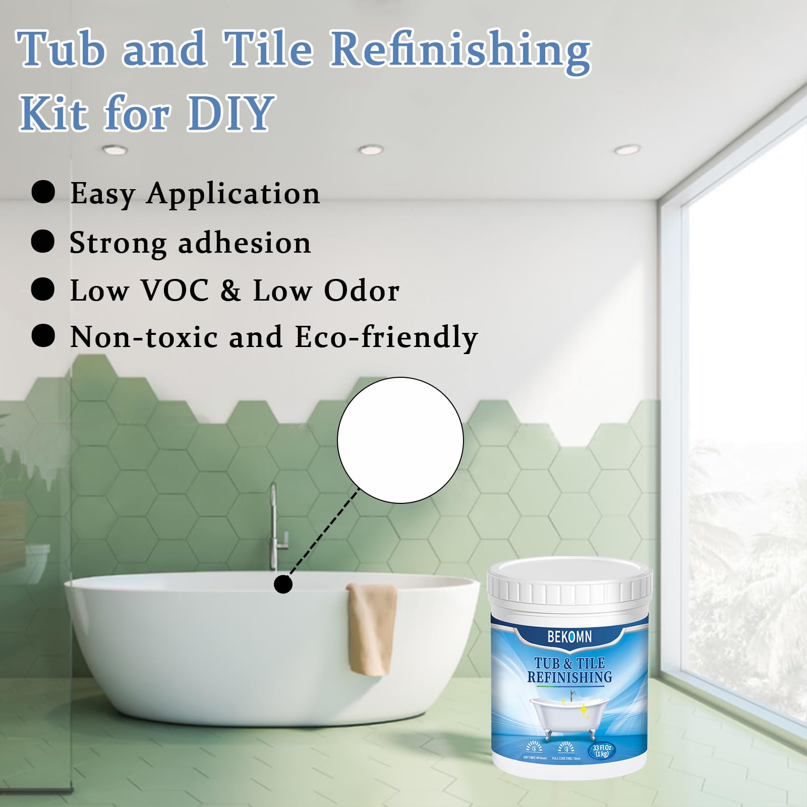 Tub and Tile Refinishing Kit,Bathtub Sink Paint Reglaze Kit,Odorless Water Based