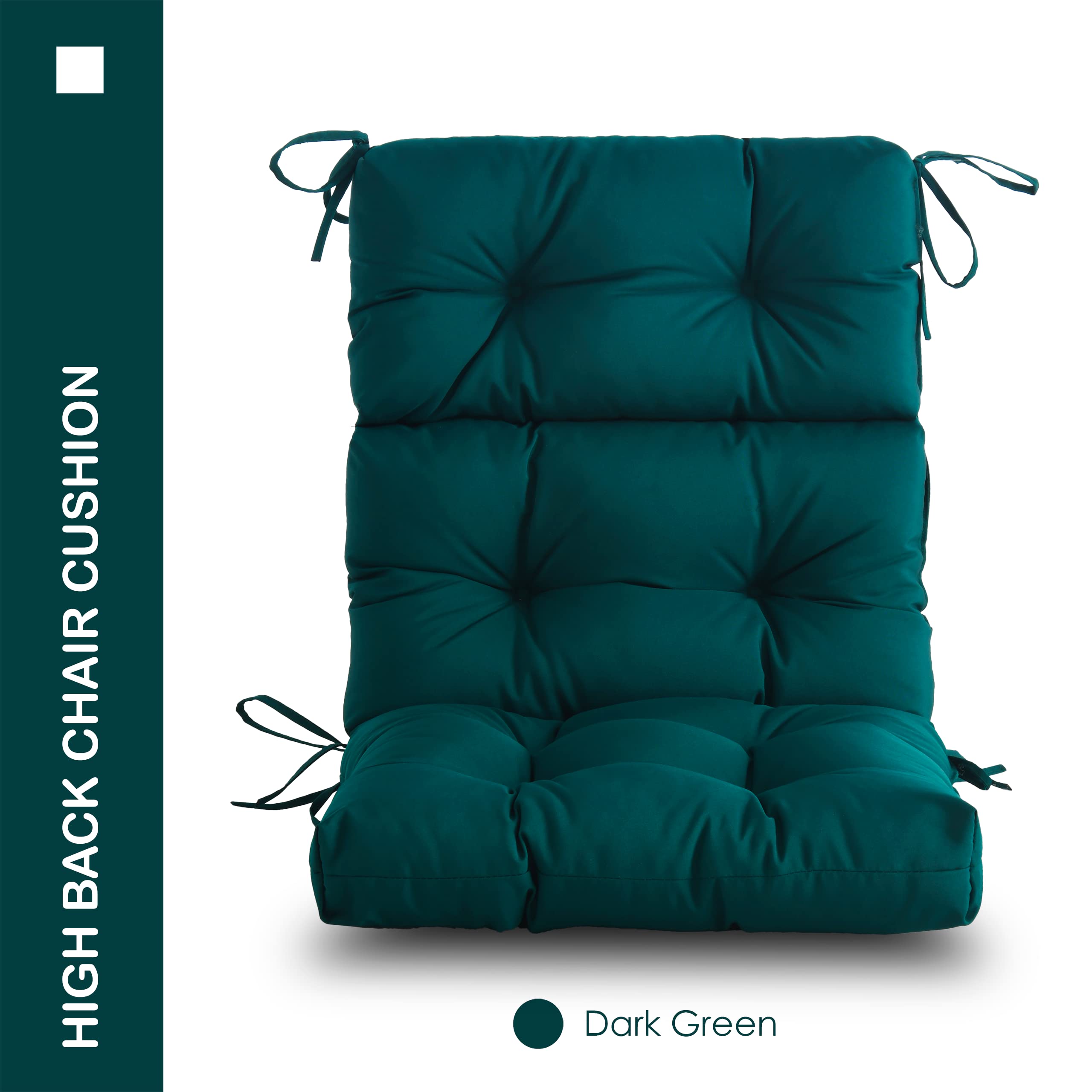 YOOZEKU Outdoor/Indoor High Back Chair Cushion,Waterproof All-Weather Stuffed High Rebound Foam Adirondack Chair Cushion,Seat/Back Chair Cushion for Outdoor Furniture,Dark Green