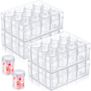 xinnun 4 pcs bead organizer transparent embroidery bead storage containers with lid plastic diamond painting storage for diy crafts jewelry earring sewing pills nail small items, clear(12 grids)