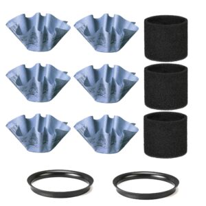 shop-vac 90107 paper disc filter and 90585 foam sleeve filter, for most shop-vac wet/dry vacuum cleaners 5 gallon and above, replacement parts #9010700, 9013700,9058500, 6 pack